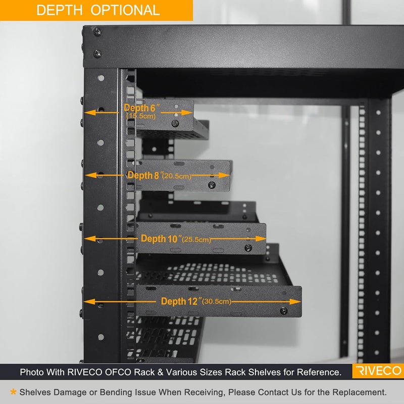 RIVECO 2 PCS 8” Rack Shelves for 19 inches Network Rack & Cabinets, 1U Rack Mount Shelf Vented Cantilever Tray, for Server, IT & Sound Equipment - Image 5